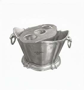 Seau à vin en aluminium doré antique à 3 compartiments avec poignées, élégant refroidisseur à champagne et porte-bouteilles pour bars et hôtels de luxe - Product Image 6