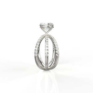Anillo de Compromiso de Diamantes en Oro Blanco para Mujer, Corte Brillante Redondo, Diamantes Naturales con Certificación GIA, Estilo Clásico - Product Image 1