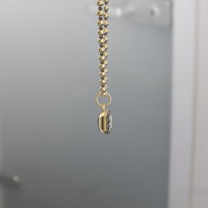 3.0ct Button Back Octagon Cut Collet Set 14K Gold Rhodium Plated Luxury Moissanite Pendant with Blackened Link Ball Chain - Product Image 2