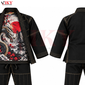 Conjunto de Uniforme de Jiu Jitsu BJJ con Forro Interior Sublimado Personalizado en Negro y Rojo, Tejido de Perlas de Alto Peso, para Artes Marciales y Combate - Product Image 6