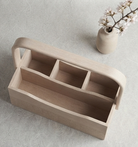 Cesta de Madera Blanca Lavada al Estilo Rústico para Almacenamiento en la Cocina, Cesta de Madera para Almacenamiento y Decoración del Hogar - Product Image 5