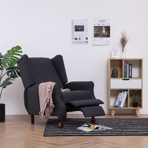 Sillones de poliéster gris oscuro con estructura de madera, reclinables medianos - Product Image 3
