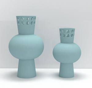 แจกันโลหะเจาะรูดีไซน์สร้างสรรค์สีฟ้าอ่อนแบบด้านสำหรับตกแต่งโต๊ะ ขายส่งจากโรงงาน เหมาะสำหรับงานแต่งงาน - Product Image 1