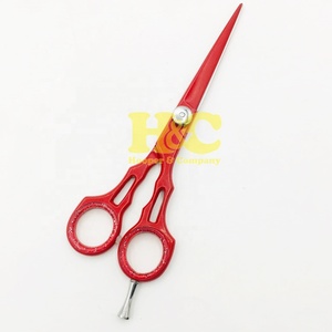 Ciseaux de Barbier Rouge en Acier Inoxydable, Kit d'Outils de Coiffure Professionnel à Pointe Droite Tranchante, Durables – Meilleures Ventes - Product Image 4