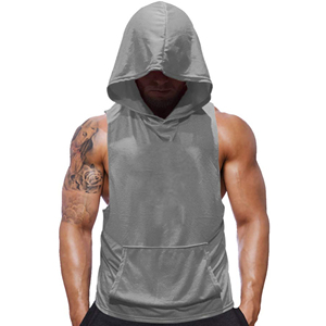 <b>Mens</b> <b>Muscle</b> <b>Top</b> Quick Dry Sleeveless Hooded Workout Shirt Performance Fitness Tank OEM ODM Custom Activewear Manufacturer Export - Product Image 1