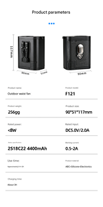 Gongtian F121 Multifunctional Brushless Motor Rechargeable Battery Outdoor <b>Neck</b>-Wearing <b>Fan</b> - Product Image 6