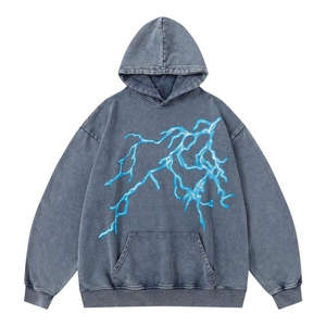 100% Cotton <b>Plain</b> Pullover <b>Hoodie</b> High Quality Heavyweight 3D Printed Sweatshirt Autumn Lining Custom Stone Washed Sweatshirts - Product Image 1