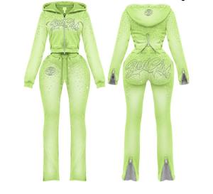 Conjunto de Sudadera con Capucha y Pantalones Deportivos Acampanados Personalizados TAHAD, Conjuntos de Sudaderas y Pantalones Deportivos Acampanados, Conjuntos Deportivos para Mujer - Product Image 6