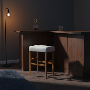 Ensemble de 2 tabourets de bar et de comptoir en cuir PU, ensemble de tabourets capitonnés en cuir PU, ensemble de tabourets rembourrés en PU avec structure en bois massif, hauteur bar et comptoir - Product Image 2