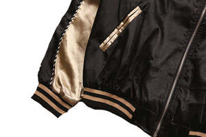 Chaqueta Varsity de Satén Sukajan Unisex de Lujo, Chaqueta de Invierno Negra Vintage con Diseño Personalizado de los Cuatro Fénixes Legendarios - Product Image 6