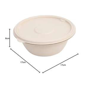 Envase Redondo Biodegradable 100% Natural de 750 ml con Tapa para Servir, Empacar y Transportar Alimentos - Product Image 5