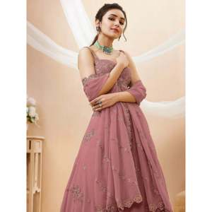 A-Line Dusty Pink <b>Sequins</b> Georgette Party Lehenga Choli for Prom - Product Image 4