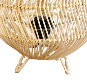 Lampe de table en rotin naturel, abat-jour en forme de cocon tissé à la main, lampe de sol rustique en osier avec pieds pour la décoration de la chambre à coucher et du salon - Product Image 2