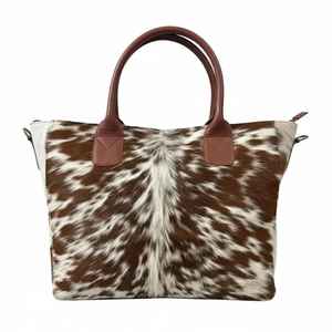Bolso Tote de Cuero Genuino con Pelo, para Dama, de Moda, de Hombro, Verano Otoño, Cierre Abierto, Tamaño Grande LHTB-0054 - Product Image 5