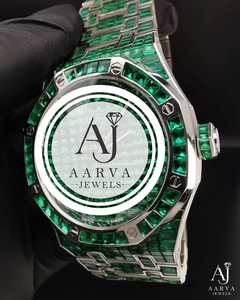 Reloj Mecánico de Lujo para Hombre con Incrustaciones de Gemas Verdes, Estilo Hip Hop, Automático - Product Image 2