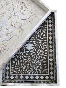 Plateau de service et de rangement moderne en nacre, élégant organisateur artisanal en mosaïque de coquillages pour table à manger, rangement décoratif - Product Image 3