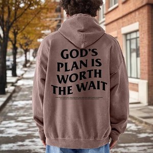 Sweat à capuche chrétien en molleton de coton premium avec broderie « Dieu Bénit la Foi », personnalisable, vente en gros directe usine - Product Image 4