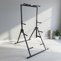 Torre de Ejercicios Plegable y Portátil para Gimnasio en Casa, con Altura Ajustable, Estación de Dips, Barra de Dominadas, Equipo de Entrenamiento de Fuerza