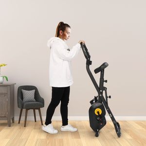 Vélo d'exercice pliable noir pour la maison avec écran LCD, vélo de spinning à air pour le fitness, transmission électrique par chaîne, matériau en acier, kit d'accessoires - Product Image 4