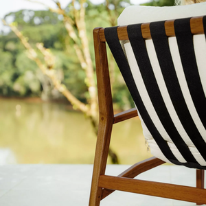 Midcentury Modern Wood <b>Armchair</b> With Cream Cotton Upholstery Outdoor <b>Dining</b> Chair - Product Image 4