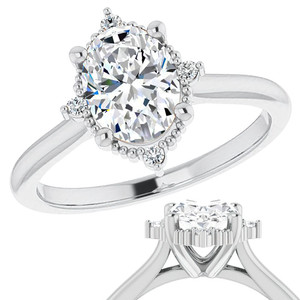 Anillo de compromiso y aniversario clásico chapado en oro macizo de 18 quilates con halo ovalado pequeño y diamante cultivado en laboratorio, certificado IGI VS1 - Product Image 4