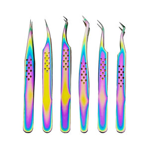 Eyelash Tweezers in <b>Glitter</b> Multi Color Fiber Tip 90 Degree Slim Thin Straight Volume Lash Tweezers Grafted Strong Hold Tweezer - Product Image 6