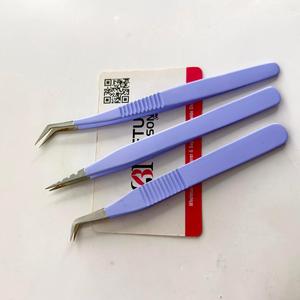 Ensemble de pinces professionnelles pour extensions de cils, antidérapantes, en acier inoxydable bleu, pinces à volume pour cils, logo personnalisé, couleur anti-magnétique - Product Image 6