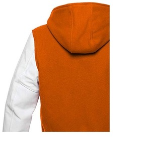 Veste universitaire à capuche personnalisée, corps en laine, manches en cuir PU, veste Letterman, OEM, marque privée, streetwear universitaire - Product Image 4