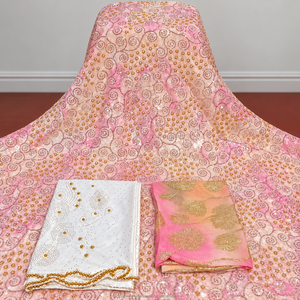 Tissu de robe de luxe en jacquard uni Fransawi Dirac avec détails perlés élégants pour la mode nuptiale somalienne des filles, idéal pour les occasions traditionnelles - Product Image 3