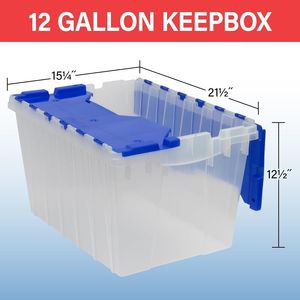 Contenitore di Plastica Trasparente da 12 Galloni con Coperchio Integrato, Impilabile e Annidabile, per Garage e Armadi - Product Image 3