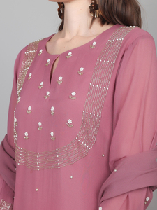 Conjunto Sharara de 3 piezas para mujer, estilo étnico moderno, con hermoso trabajo de dana, estilo casual a la moda. - Product Image 5