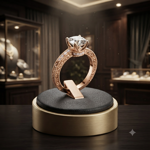 Bague Solitaire Élégante en Or Rose Taille Coussin, Bijoux de Mariage et de Fiançailles de Luxe, Bagues de Mode Personnalisées en Gros pour Femmes - Product Image 1
