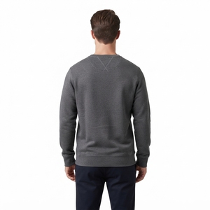 <b>Men's</b> Charcoal <b>Grey</b> Crewneck <b>Sweatshirt</b> Minimalist Pullover Casual Streetwear Long Sleeve Cuffed Custom <b>Sweatshirt</b> - Product Image 2
