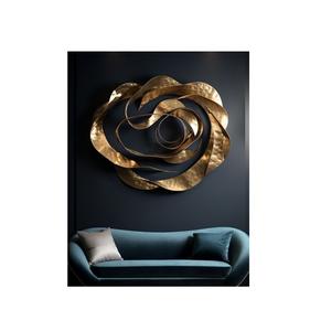 Magnífica decoración de pared de metal para sala de estar moderna, escultura de pared de hierro de lujo para interiores. - Product Image 4