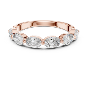 Elegant Oval Shape Lab Grown Diamond <b>Ring</b> Solid Gold 10K 14K 18K / <b>925</b> <b>Silver</b> Women Half Eternity Wedding Band - Product Image 4
