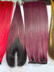 Gran descuento en cabello largo, cabello frontal y cabello con cierre al por mayor, cabello humano virgen Remy, liso, encaje a máquina, doble trama para mujer - Product Image 5