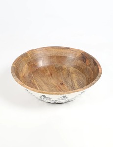 Bol en bois fait main avec motif bohème noir pour fruits et collations, vaisselle rustique pour la maison - Product Image 6