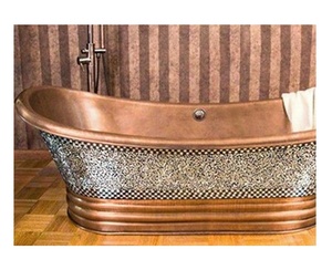 Tina de baño de doble pared hecha a mano de cobre real modelo de tendencia nueva forma venta directa de fábrica de fabricante al por mayor - Product Image 3