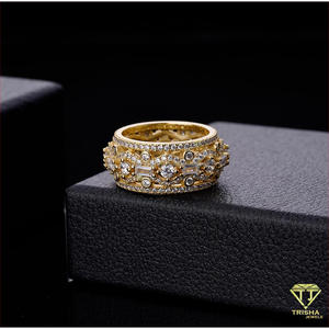 Anillo de banda ancha de lujo de plata 925 con diamante cultivado en laboratorio, joyería de moda premium para compradores mayoristas y minoristas - Product Image 2
