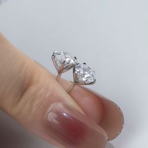 Women's White Gold Diamond <b>Stud</b> Earrings Round Brilliant Cut G Color LAB GROWN Classic Everyday Wear Style - Product Image 4