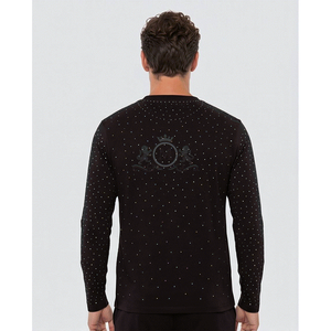 Camiseta de Punto Negra de Manga Larga con Cuello Redondo y Estampado de los San Antonio Spurs para Hombre, Corte Regular, Estilo Casual - Product Image 3
