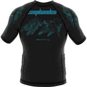 Rashguard de compression MMA unisexe noir, ajusté, léger, respirant, à séchage rapide, en polyester, pour arts martiaux mixtes, avec logo sur le devant - Product Image 2
