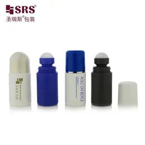 Precio de venta al por mayor, botella de desodorante Roll On de 2oz para el cuidado del cuerpo recto vacío Negro Azul, 60ml, 50ml