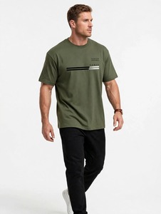 Oneten Apparel Men's <b>Olive</b> <b>Green</b> Short Sleeve O-Neck <b>T</b>-<b>Shirt</b> Casual Letter Print Tee - Product Image 4