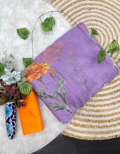 ส่าหรีผ้าไหมลายดอกไม้สุดหรูพร้อมขอบผ้าไหมเนื้อนุ่มลายมุกดีไซน์เนอร์ - Product Image 2