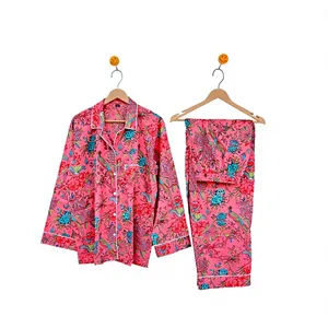Conjunto de Pijama de Algodón 100% con Estampado Floral para Mujer, Manga Larga, Cuello Camisero, Suave, Ropa de Dormir Larga, Ropa Casual - Product Image 5