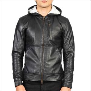 Chaqueta con Capucha de Cuero Genuino para Hombre, Negra, con Cierre Completo, Abrigo Cálido de Invierno, Ropa Casual, Chaqueta de Moda de Alta Calidad y Comodidad - Product Image 4