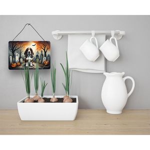 Multicolor Basset Hound Spooky Halloween Aluminum Metal <b>Sign</b> New 8HX12W Wall <b>Door</b> Hanging Prints for Kitchen <b>Bathroom</b> Home Decor - Product Image 3
