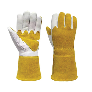 Leather Welding <b>Gloves</b> Yellow Cotton Lined Wing Thumb Stick Welding Molten Metal Splash Resistant - Product Image 6