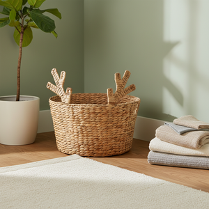 Cesta Decorativa de Jacinto de Agua con Diseño de Reno, Cesta de Almacenamiento Navideña Tejida a Mano para Sala de Estar, Dormitorio o Fiestas - Product Image 5
